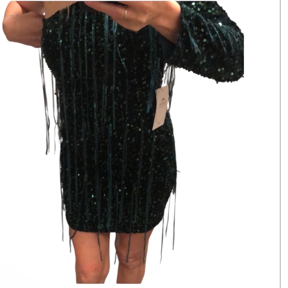 Fringe green dress